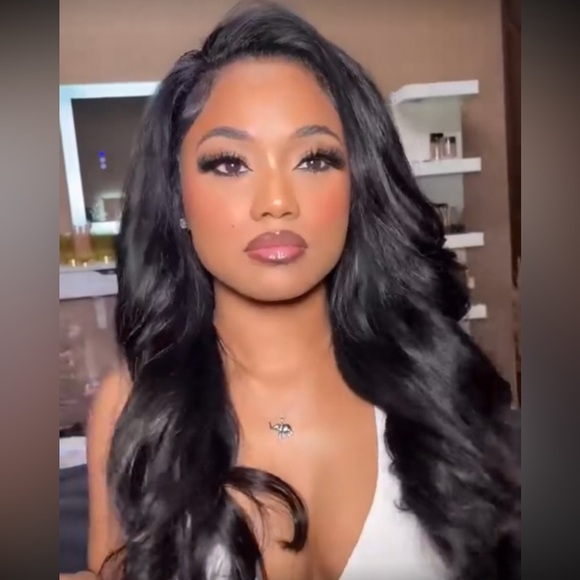 NewTransparent Lace Front Wig Remy Human Hair 1B Natural Black HD Lace 22inches